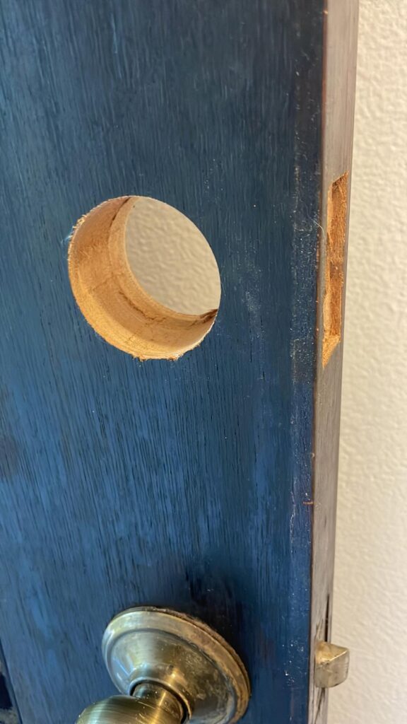 Drilling a Deadbolt hole in door frame - Lock Installation Service